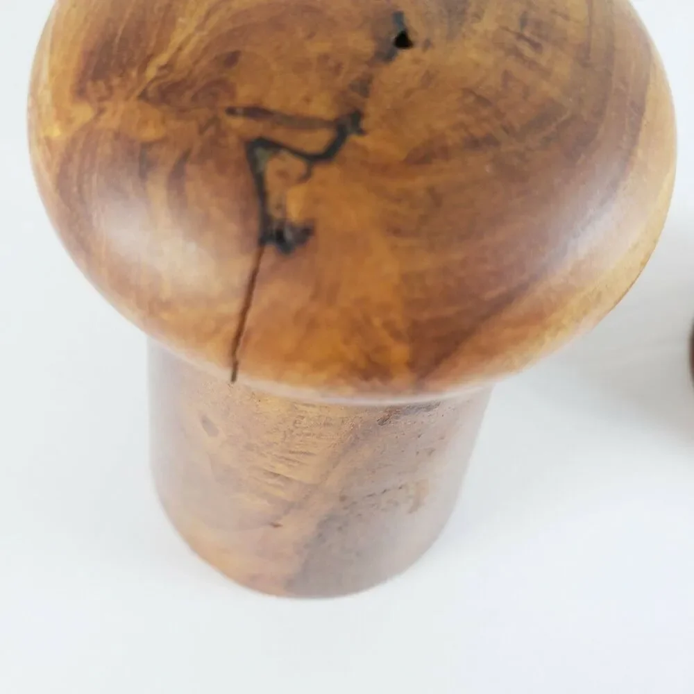 VTG Mushroom Shape Wood Salt & Pepper Shakers Danish Style Cottage MCM